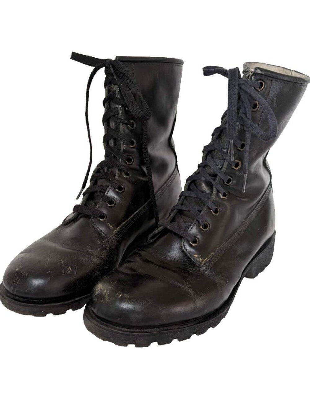 Vintage Kaufman Black Leather Lace Up Boots Size 7 Made in Canada Military Work
